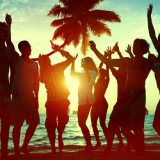 Silhouettes of Diverse Multiethnic People Partying